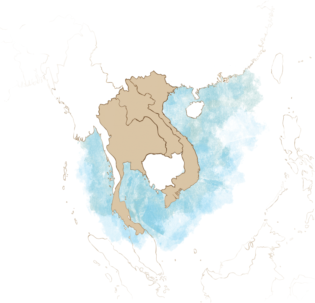 Les trois d'Asie, plats traditionnels thai, vietnamien et laotien